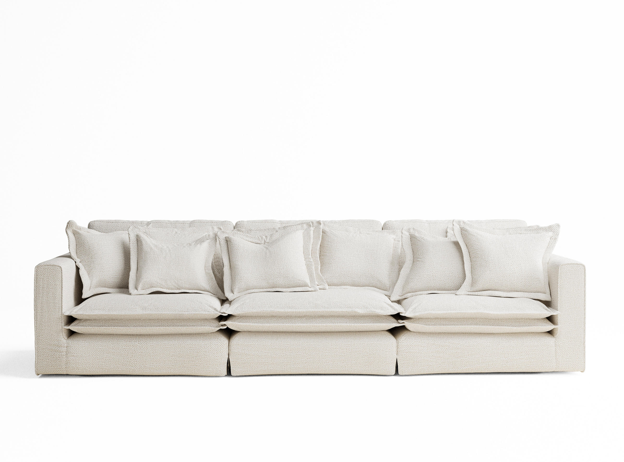 6-SITZER SOFA Amalfi Creme Chenille-Stoff - Creme/Schwarz, Holz/Holzwerkstoff (338/90/119cm) - Maison de Reve