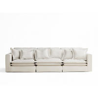 6-SITZER SOFA Amalfi Creme Chenille-Stoff - Creme/Schwarz, Holz/Holzwerkstoff (338/90/119cm) - Maison de Reve
