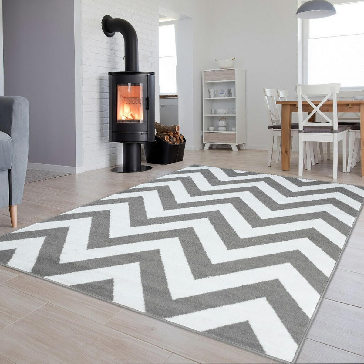 TEPPICH LUXURY Grau Geometrisch Streifen 300/400 cm - Grau, Textil (300/400cm) - Tapiso