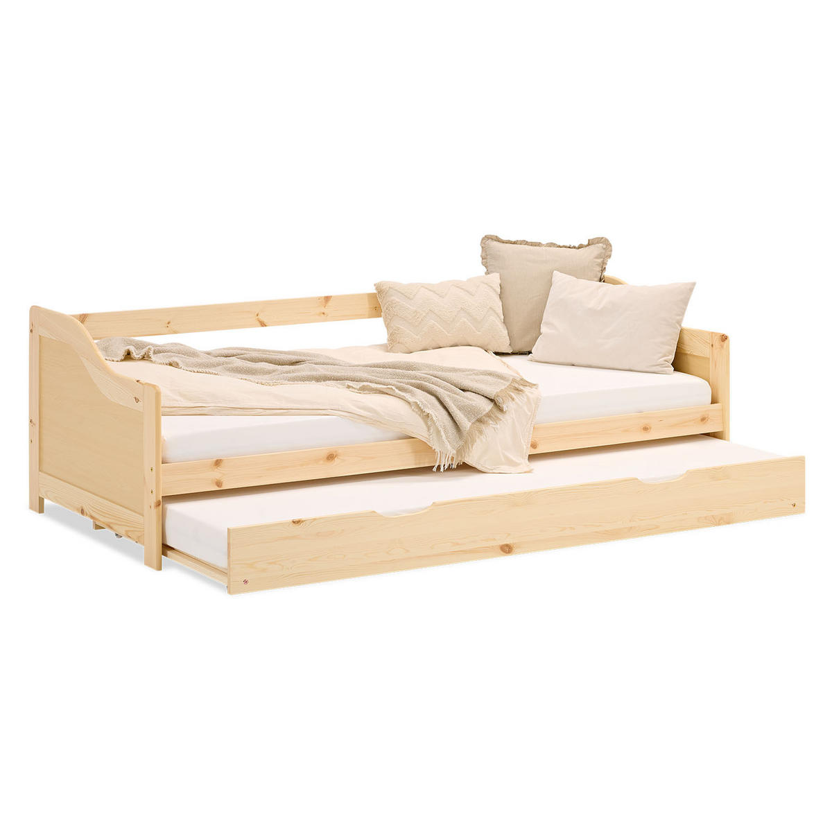 JUGENDBETT ausziehbar 90/200 cm Natur - Naturfarben, Holz (90/200cm) - Homestyle4u