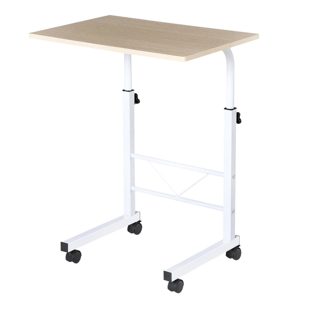 COMPUTERTISCH Weiße Ahornfarbe höhenverstellbar mit Rollen 60/40/68-78 cm - Ahornfarben, Holzwerkstoff (40/60/78cm) - PANGIVO