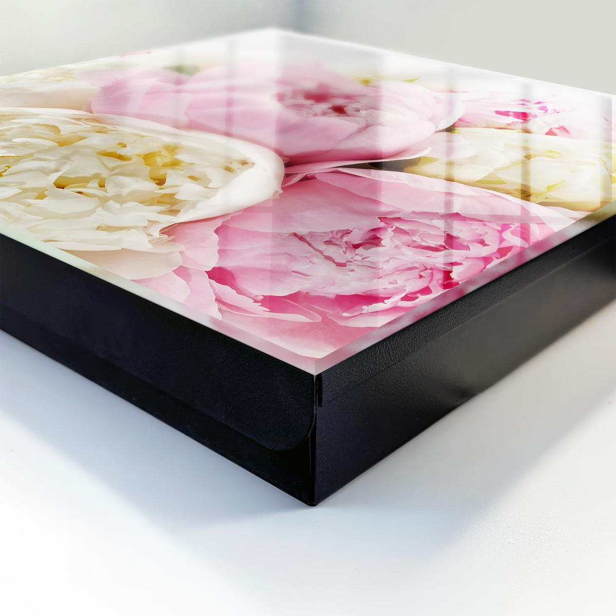 SCHLÜSSELBOX Schwarz 30x30 cm- Türöffnung nach rechts - Pastellblumen - Pink, Metall (30/30/5cm) - TULUP