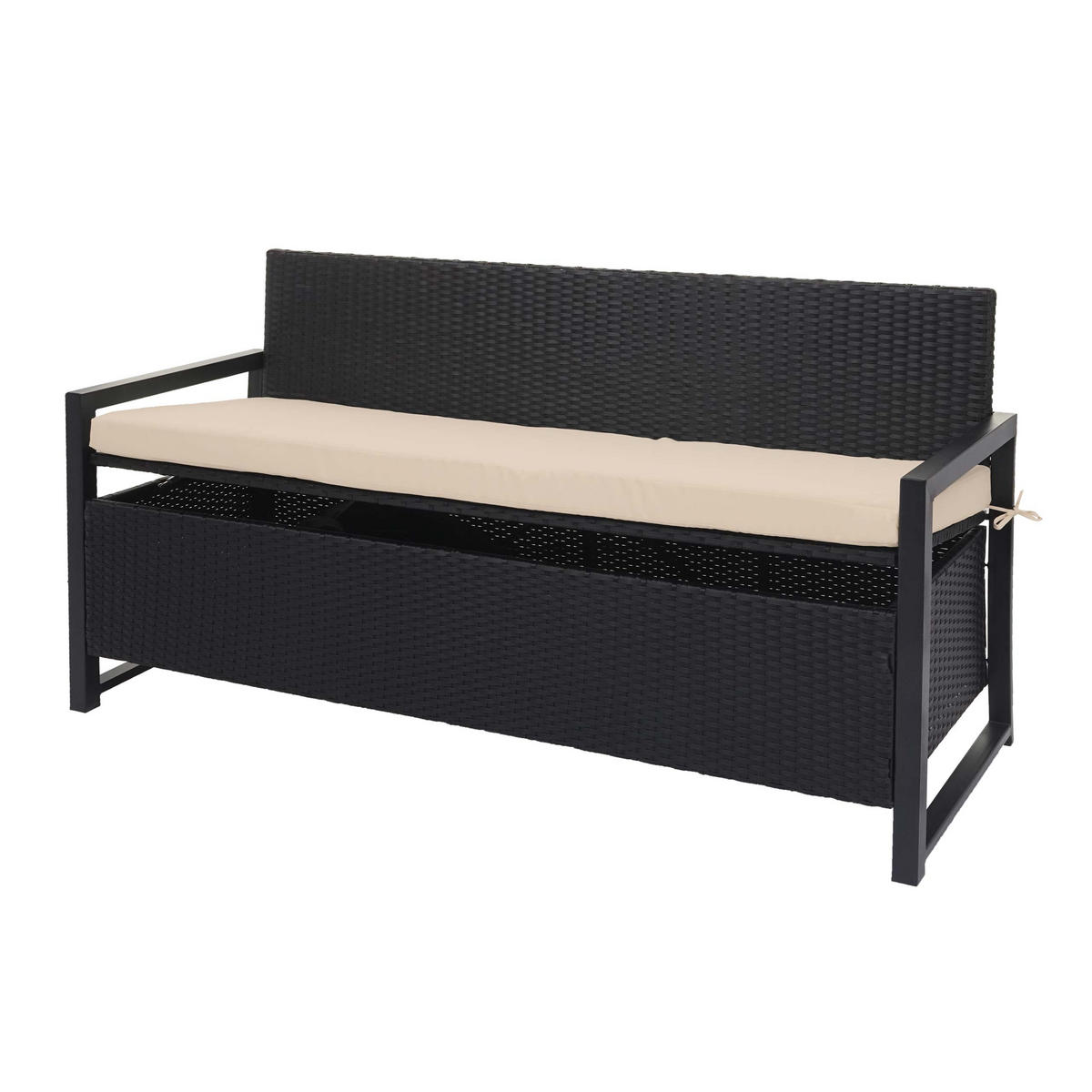 POLY-RATTAN 3ER SITZBANK Anthrazit, Beige - Anthrazit/Beige, Kunststoff (164/87/57cm) - MCW