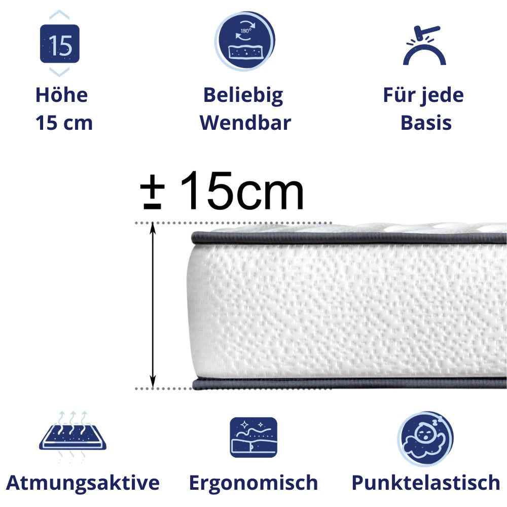 Thumbnail - Dagostino Home Kaltschaummatratze, Weiß, Textil, Mode, H3 + H4, Füllung: Kaltschaum, Rechteckig, 90x200 cm, Oeko-Tex® St...