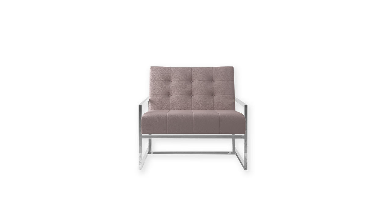 LOUNGESESSEL Duban Rosa Bouclé-Stoff - Pink/Silberfarben, Holz/Textil (84/81/89cm) - S-Style Möbel