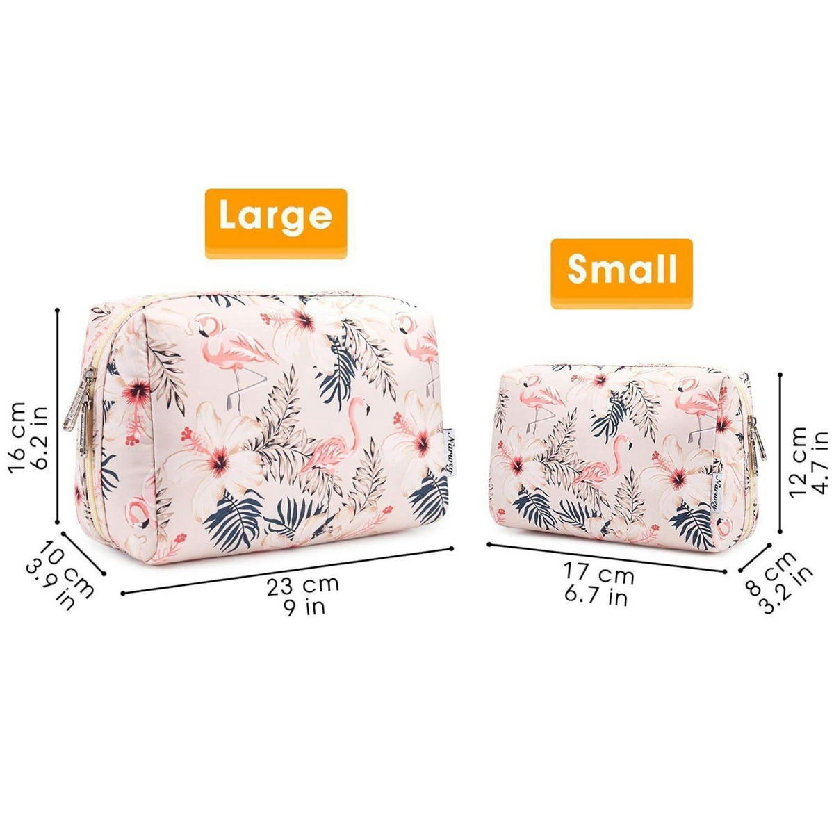KULTURTASCHE Flamingo Beiger Flamingo L 22 x 15 x 10 cm - Multicolor, Textil (5/5/1cm)