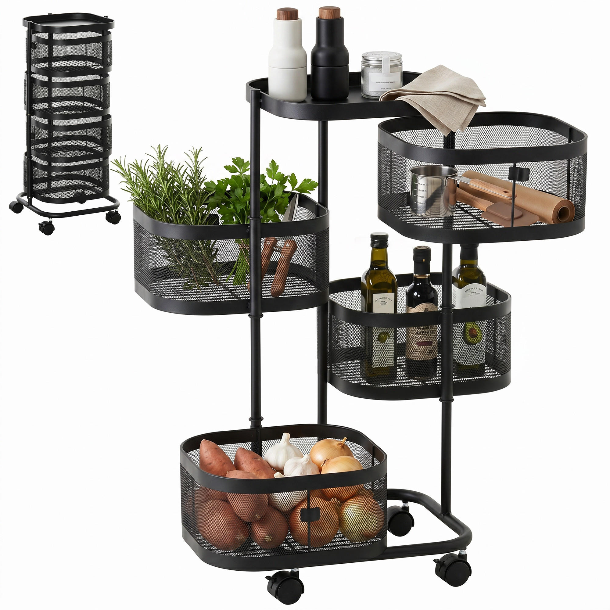 SERVIERWAGEN DE-08525 Schwarz - Schwarz, Metall (33/77/33cm) - ComfortXL
