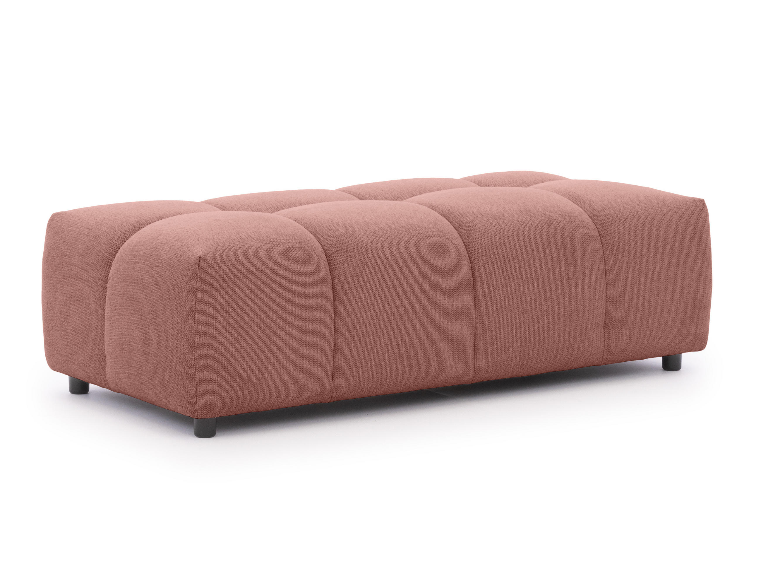 HOCKER Bubble mit Sitzfläche in Bubble-Optik aus weichem Terrakotta Strukturstoff mit schöner Sitzkomfort - Terracotta/Schwarz, Holz/Kunststoff (147/42/74cm) - S-Style Möbel