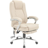 CHEFSESSEL Lederlook Creme - Chromfarben/Creme, Textil/Metall (67/110/70cm) - CLP