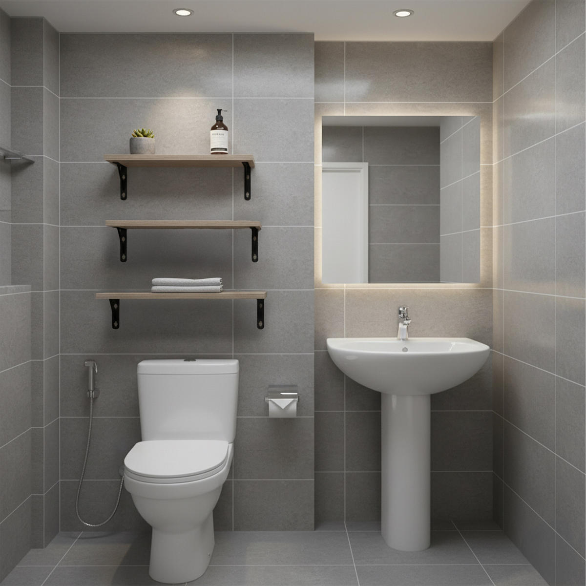 3-TLG.WANDREGAL-SET - Hellbraun, Holzwerkstoff/Metall (40/12/11cm) - Relaxdays