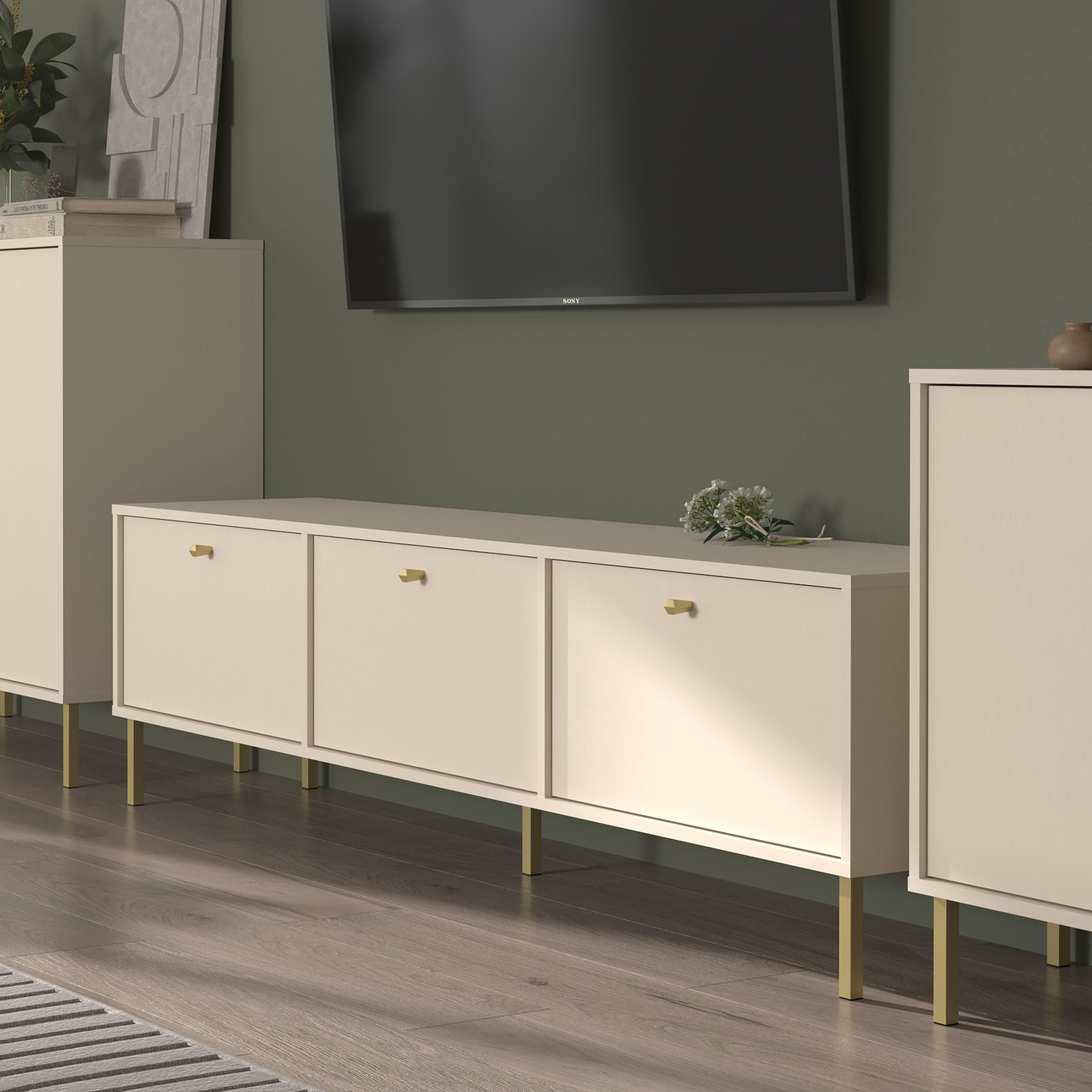 LOWBOARD TORINO 180x40,8x50 cm mit 3 Türen Beige - Beige, Holzwerkstoff (180/50/40.8cm) - MASSENO