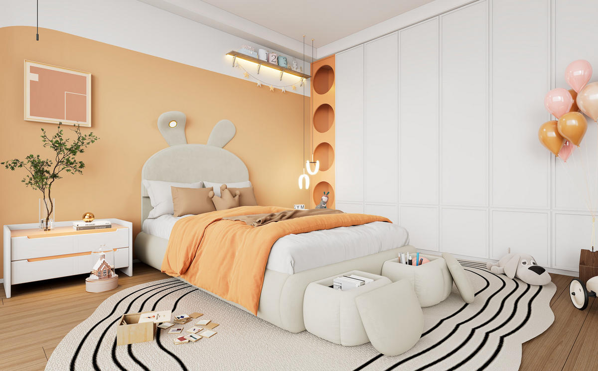 POLSTERBETT 90x200 cm LED Samt beige - Beige, Textil (90/200cm) - LEBENLANG