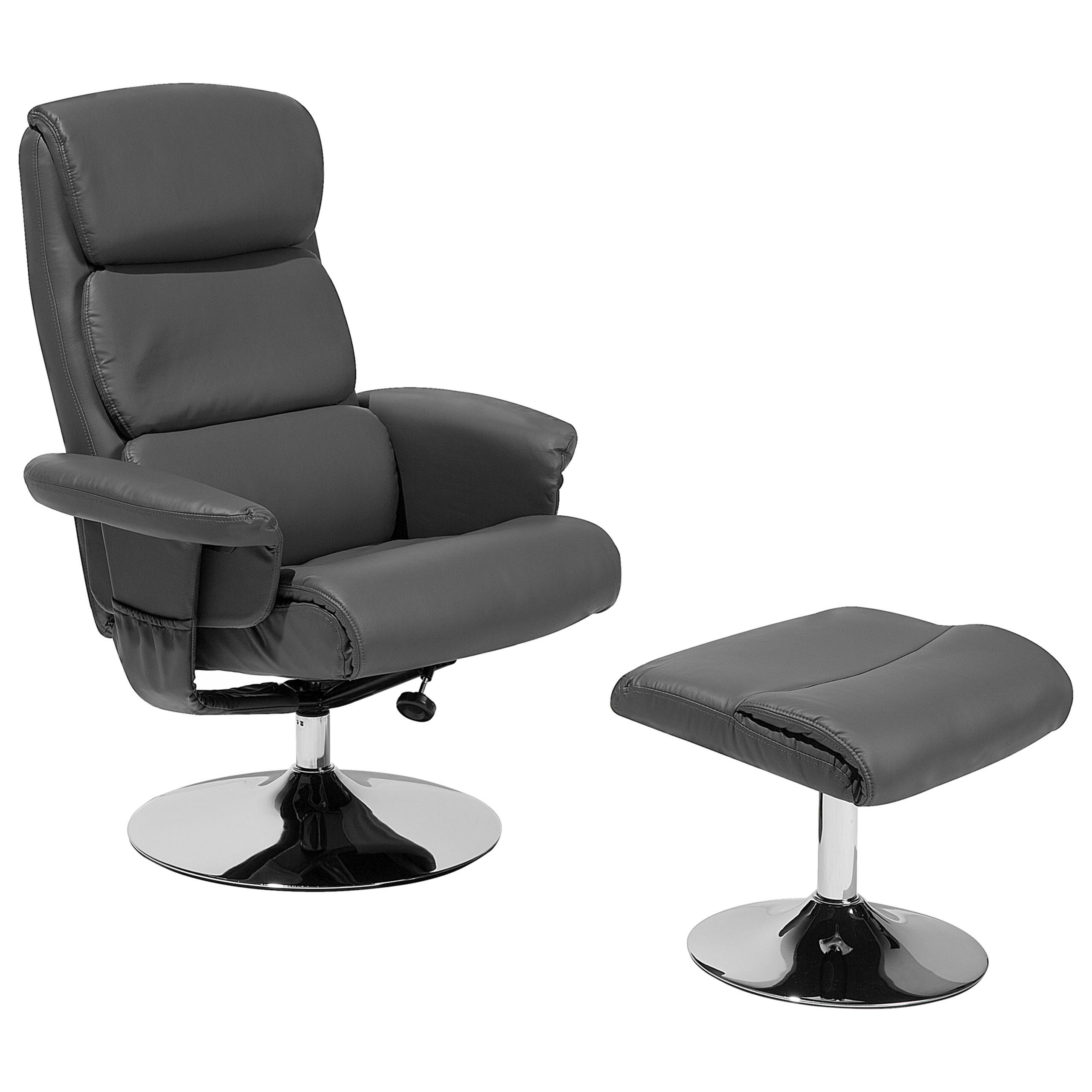 MASSAGESESSEL mit Fußhocker Kunstleder Grau Legend - Grau, Textil/Metall (50/103/80cm) - Beliani