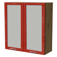 HÄNGESCHRANK Brerra W4S/90 Eiche Artisan / RAL 3002 karminrot Hochglanz 90 / 32,5 / 96cm - Rot/Eiche Artisan, Holz/Holzwerkstoff (90/96/32.5cm) - Feldmann-Wohnen