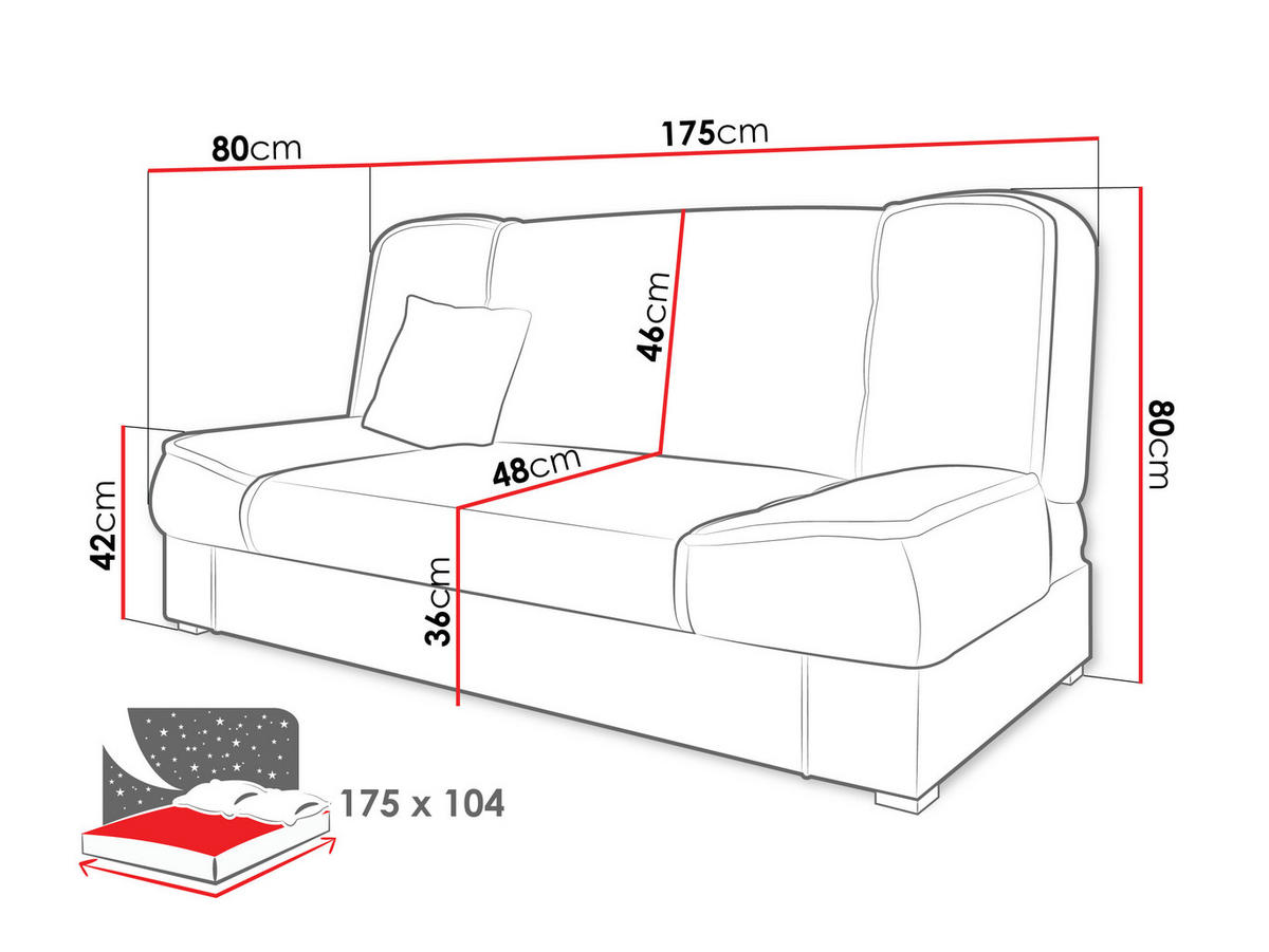 SCHLAFSOFA Gabi - Silberfarben/Naturfarben, Holz/Kunststoff (175/80/80cm) - MIRJAN24