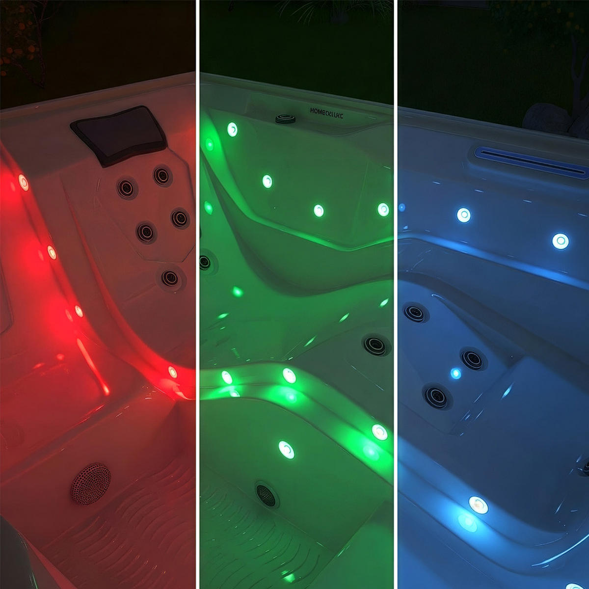 OUTDOOR WHIRLPOOL STREAM - 211 x 156 cm, Mit Treppe und Thermoabdeckung - Anthrazit, Kunststoff (156.5/74.05/211cm) - Home Deluxe