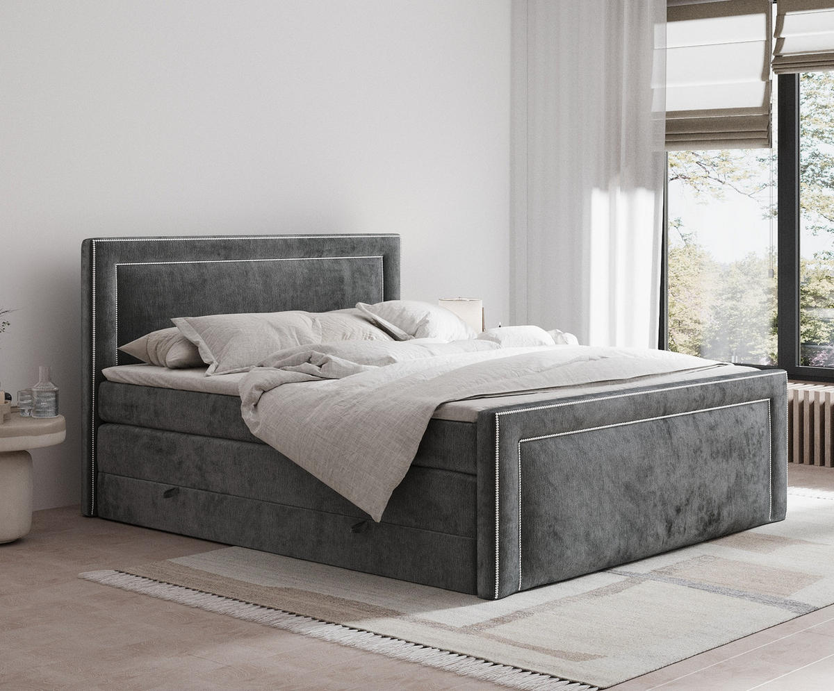 BOXSPRINGBETT Luxora Anthrazit 200/200 cm - Anthrazit/Schwarz, Holz/Holzwerkstoff (200/200cm) - Maison de Reve