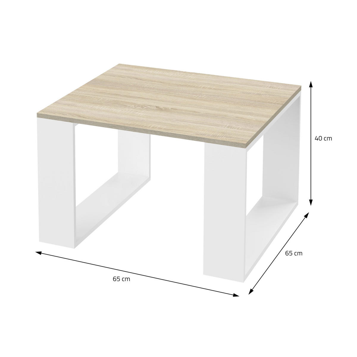 COUCHTISCH rechteckig Eiche-Optik-Weiß 65/65/40 cm - Grau, Holzwerkstoff (65/40/65cm) - ML-DESIGN