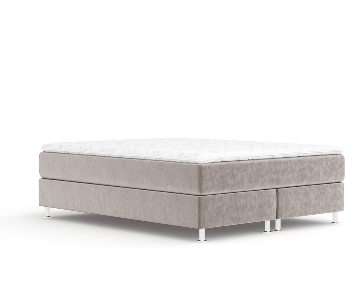 BOXSPRINGBETT Sub Taupe 200/200 cm mit Latex-Topper - Taupe/Silberfarben, Holz/Holzwerkstoff (200/200cm) - Maison de Reve