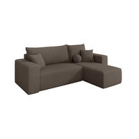 ROHOVÁ SEDAČKA s funkcí spaní, otoman vpravo SENO-L 249x139x85 hnědá bouclé - černá/hnědá, kompozitní dřevo/textil (249/139cm) - ALTDECOR
