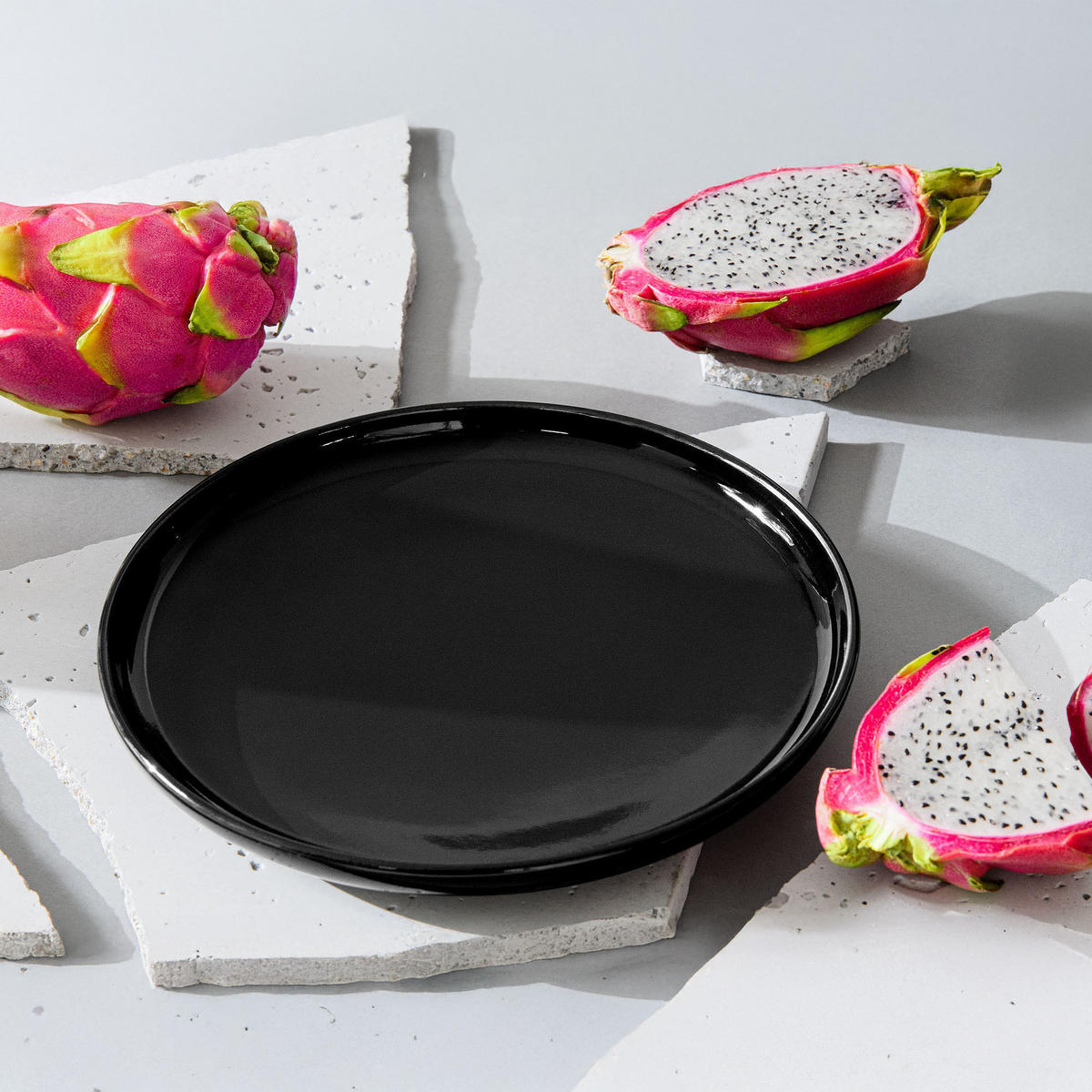 TAFELSERVICE VICTO Schüssel 6 Personen 18-tlg - Schwarz Hochglanz, Keramik (27/2/27cm) - KONSIMO®