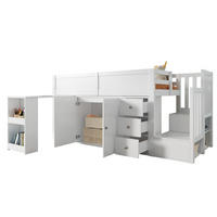 HOCHBETT mit ausziehbarem Schreibtisch und Stauraum 90x200 cm MDF Weiß - Weiß, Holzwerkstoff (90/200cm) - Beauniv
