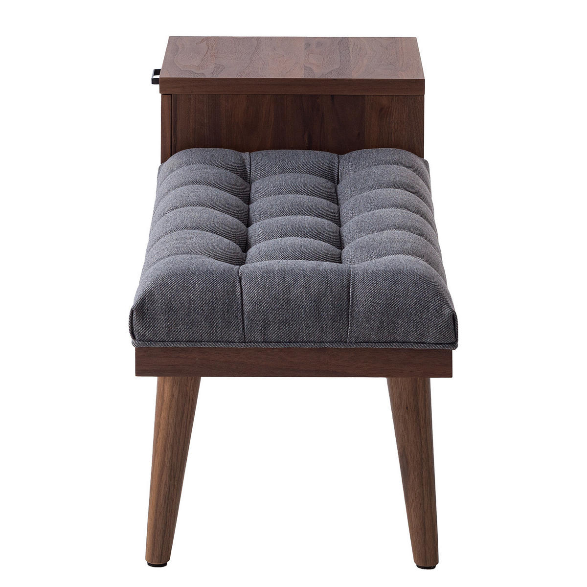 GARDEROBENBANK - Echtholzfurnier / Webstoff - Walnuss / Grau - Braun, Holz/Holzwerkstoff (116/50/40cm) - home24