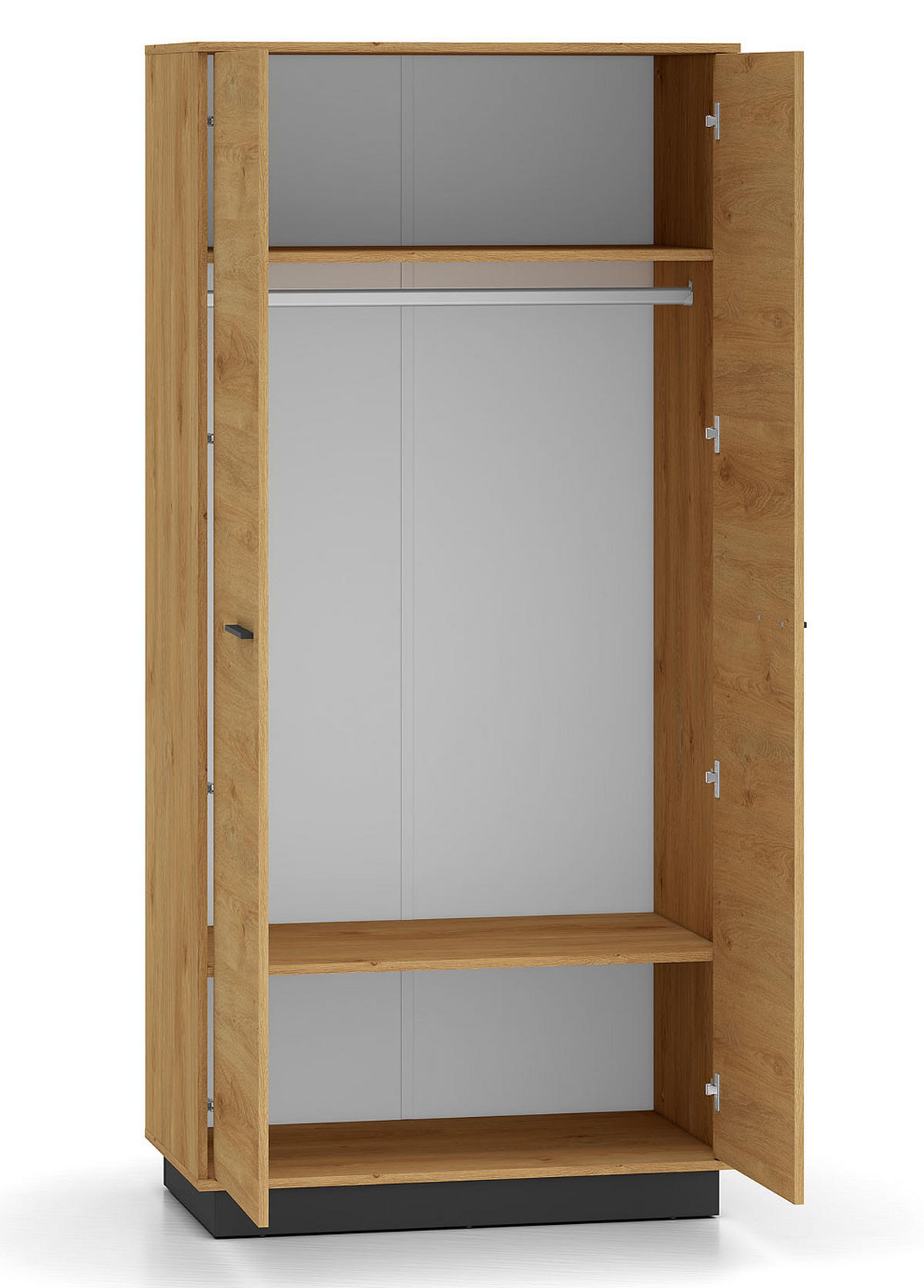 KLEIDERSCHRANK Modesto Eiche Style hell / Schwarz 92 / 55 / 196 cm - Hellbraun/Eichefarben, Holz/Holzwerkstoff (92/196/55cm) - Feldmann-Wohnen