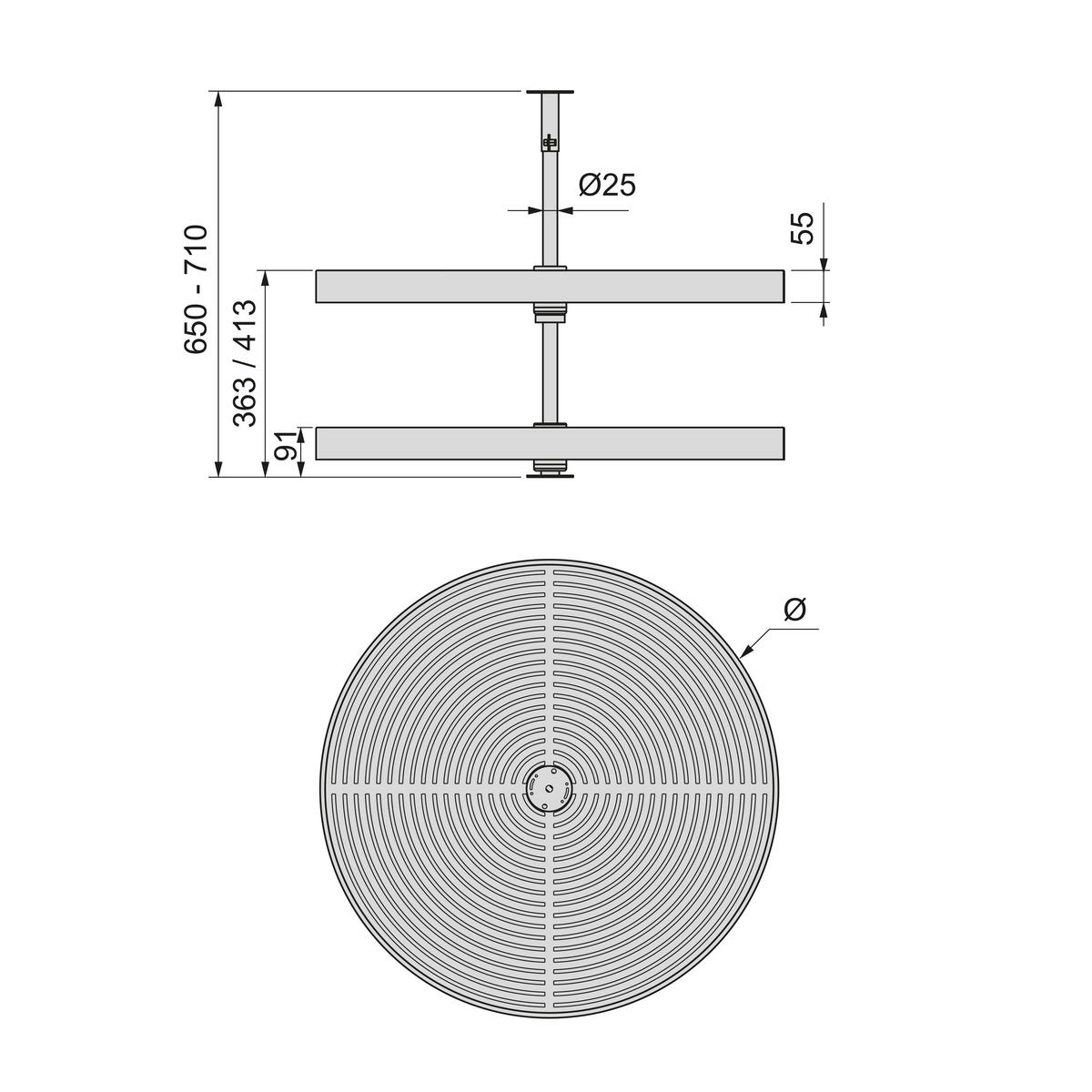 PLATTEN Shelvo, rund, für Küchenmöbel, für 800mm Modul, Kunststoff und Aluminium, weiss 2er-set - Weiß, Kunststoff (90/77/90cm) - EMUCA