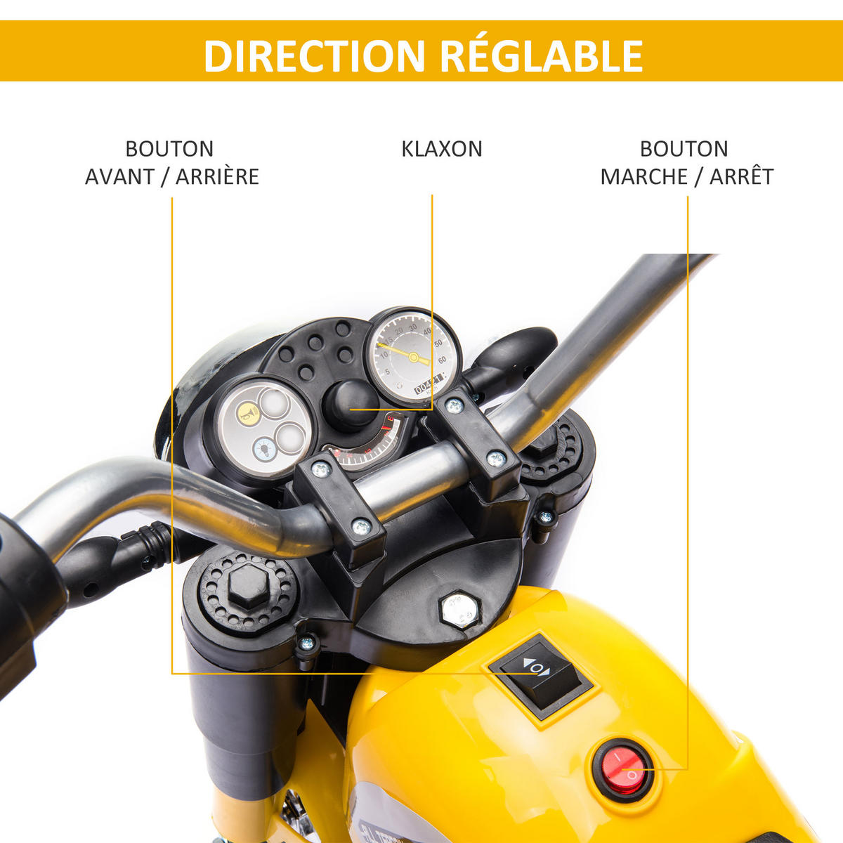 ELEKTRO-MOTORRAD DE-12998 3 Räder Gelb/Schwarz - Gelb, Kunststoff (72/57/56cm) - ComfortXL