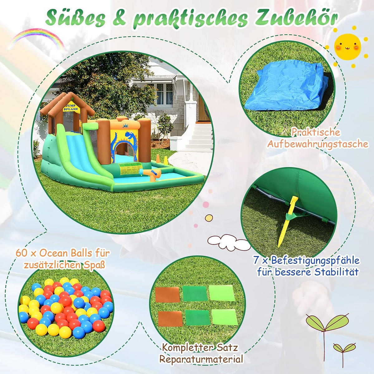 HÜPFBURG 230cm Multicoloured - Multicolor, Kunststoff (368/303/230cm) - COSTWAY