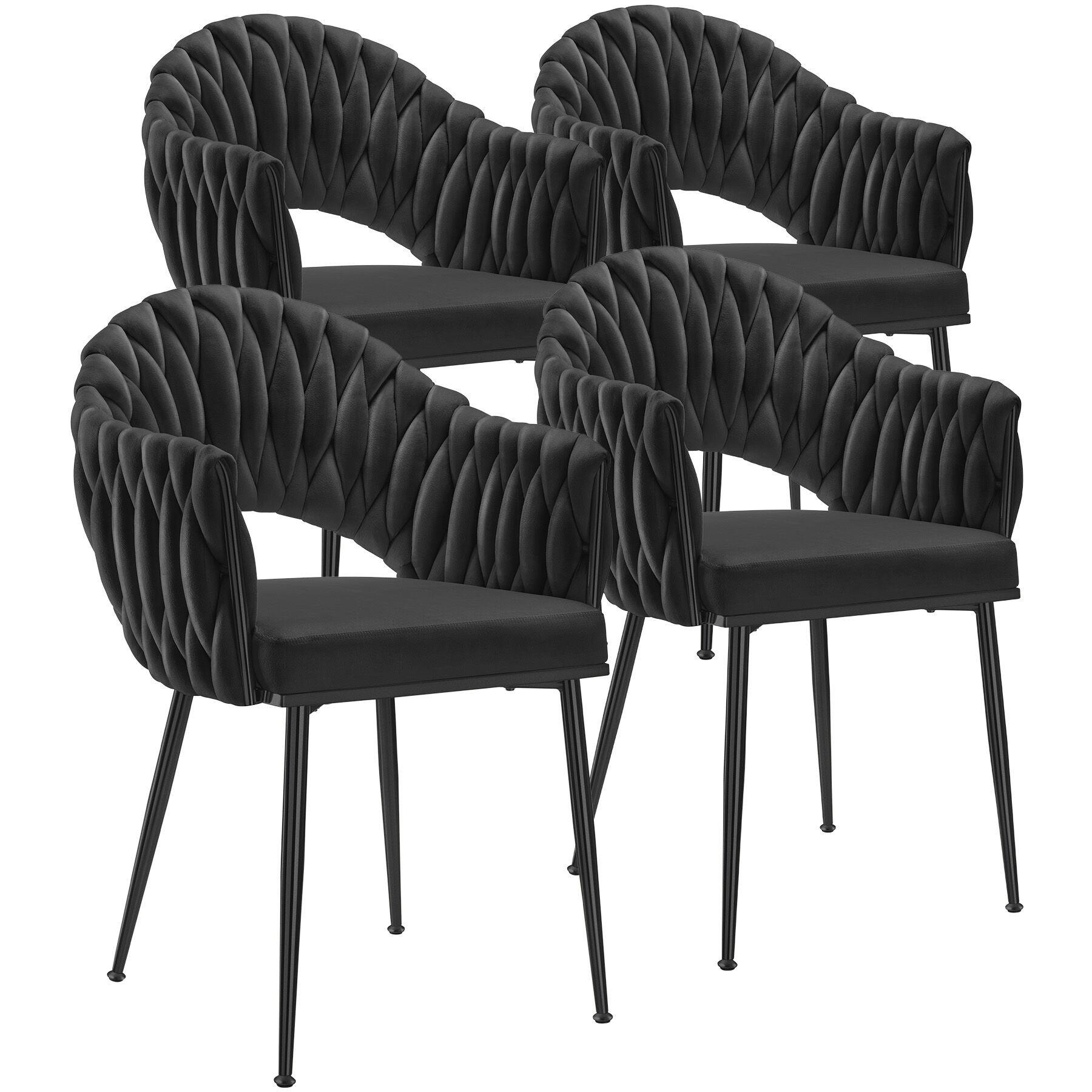 tectake Esszimmerstuhl Schwarz, Schwarz 55x84x57 cm