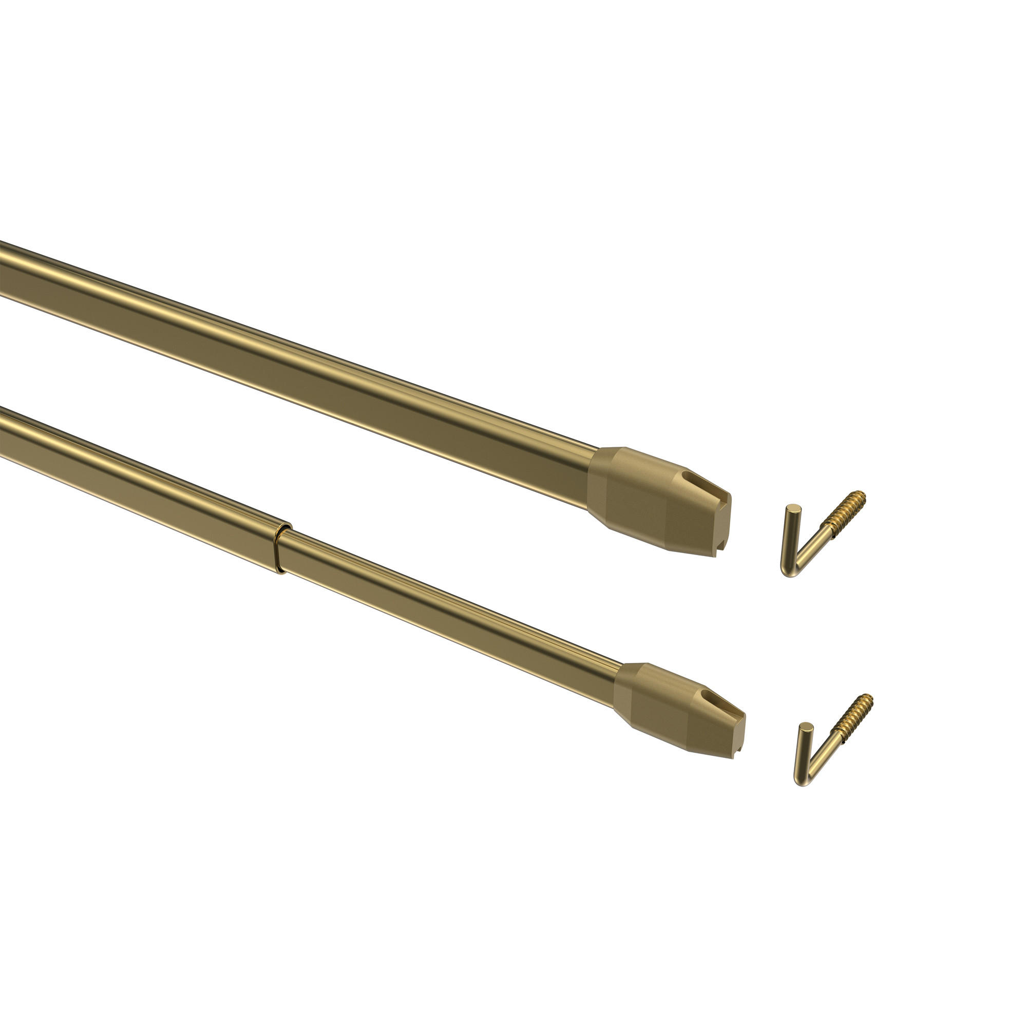 SCHEIBENSTANGEN/VITRAGESTANGEN MIT KLEBEHAKEN Geno 80-140 cm, oval, Messing-farbig, Packung 2 Stück - Messingfarben, Kunststoff/Metall (1.2/2.4/140cm) - INTERDECO