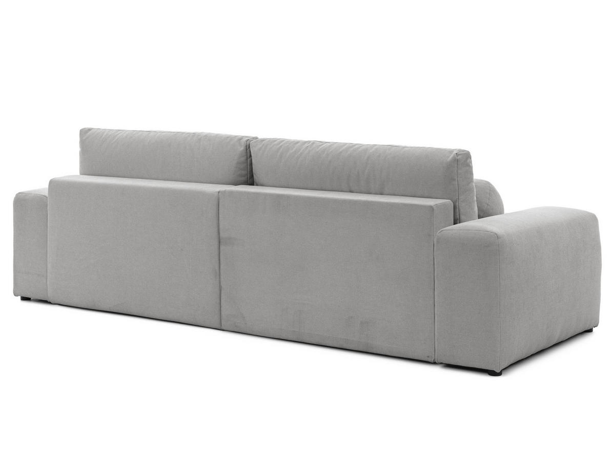 ECKSOFA Puffy mit Schlaffunktion und Bettkasten - besonders weich und puffig aus Grau Webstoff - Ottomane links - Schwarz/Grau, Holz/Kunststoff (138/266cm) - S-Style Möbel