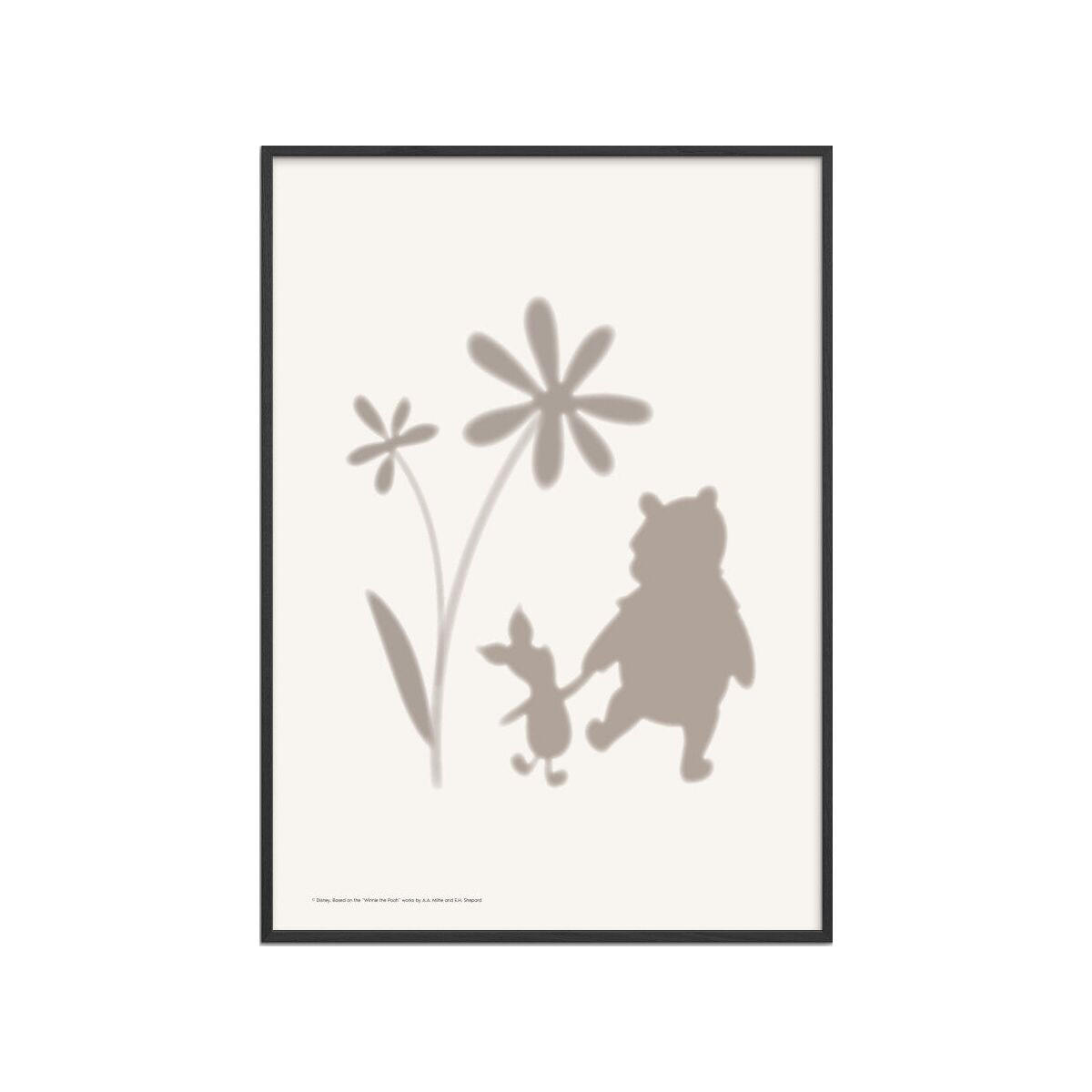POSTER mit Rahmen Disney - Disney's Winnie the Pooh & Piglet Flower Silhouettes - Beige/Schwarz, Holz/Papier (30/40cm) - Poster&Frame