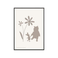 POSTER mit Rahmen Disney - Disney's Winnie the Pooh & Piglet Flower Silhouettes - Beige/Schwarz, Holz/Papier (30/40cm) - Poster&Frame