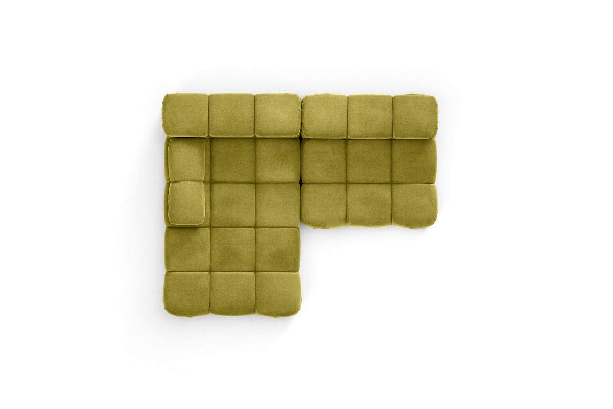 ECKSOFA L-Form Mini II Modular, Veloursstoff Salvador, Olive, Links, Selia - Olivgrün, Holz (190/160cm) - Kaiser Möbel