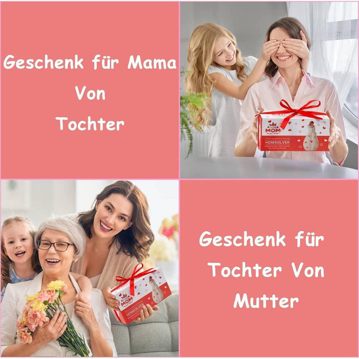 KERZENHALTER Mutter & Tochter mit LED Kerze 21 cm - Weiß, Kunststoff (12/21/12cm)