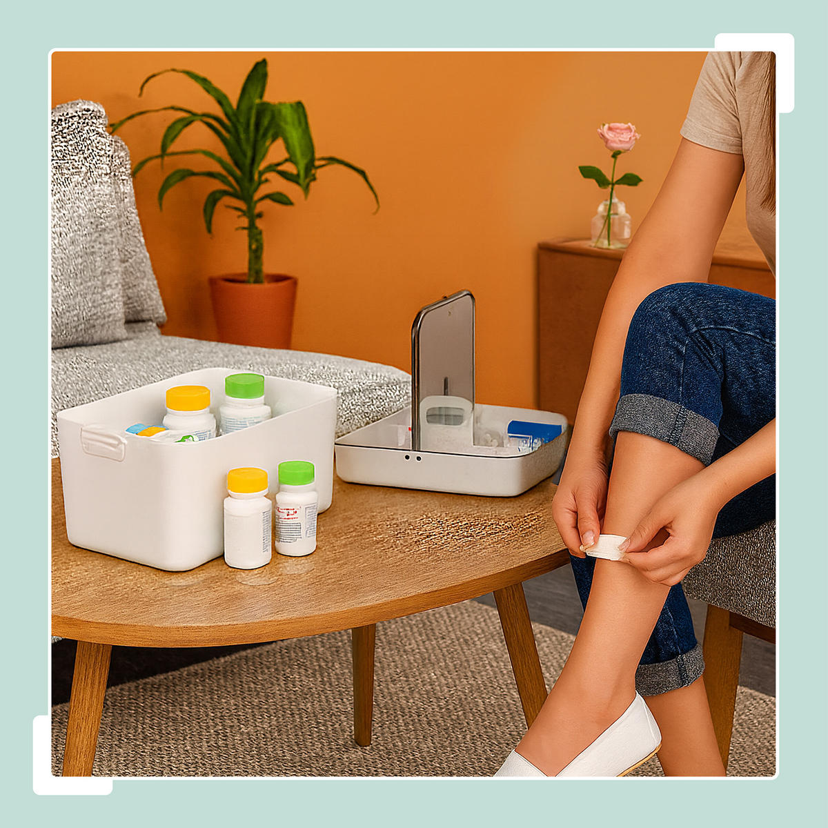 HAUSAPOTHEKE - Weiß/Grau, Kunststoff (28.5/22/21.5cm) - Relaxdays