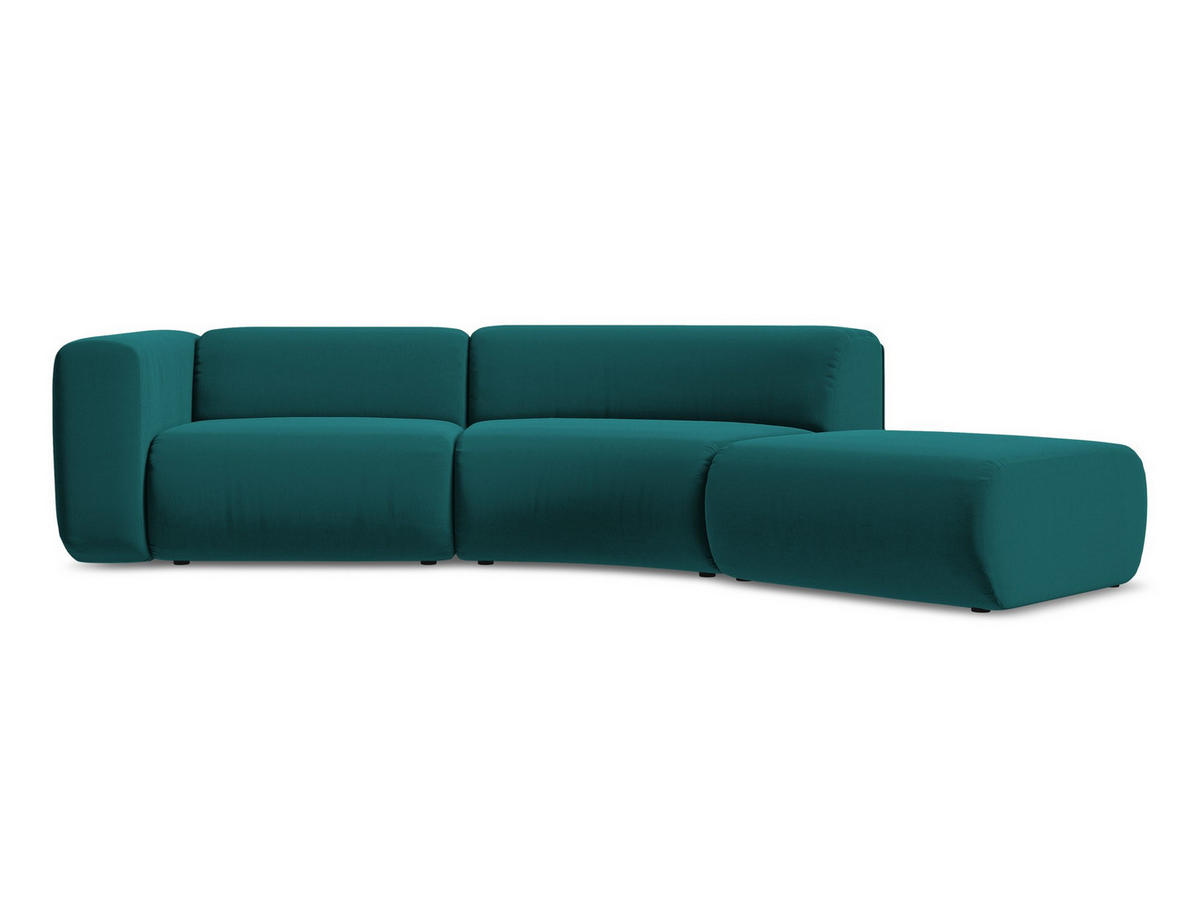 4-SITZER-SOFA Samt Stoff Blau - Blau/Petrol, Kunststoff/Textil (335/70/166cm) - Makamii