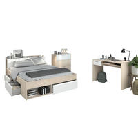 JUGENDZIMMER Set mit Stauraumbett 140 x 200 Schreibtisch Kommode - Silberfarben/Weiß, Holz/Holzwerkstoff (140/79/200cm) - Parisot Meuble