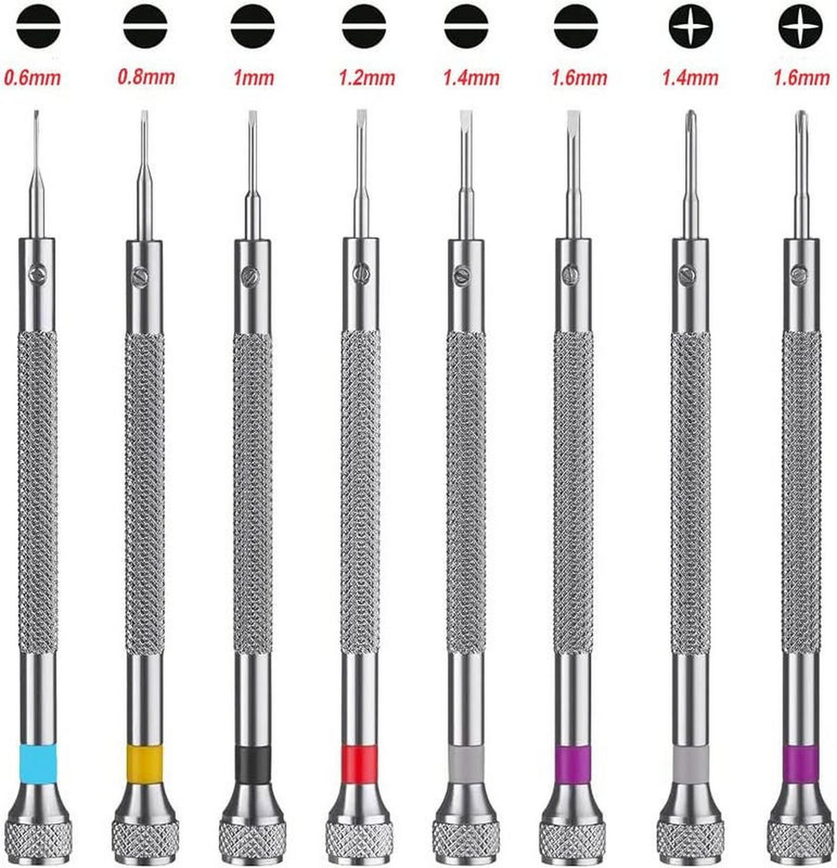 SCHRAUBENDREHER-SET – 8 Schraubendreher – Zur Reparatur von Brillen und Uhren - Multicolor, Metall (11.8/8.8/2.3cm) - DCA