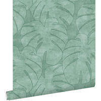 TAPETE Monstera-Blätter 53 cm x 10.05 m - Türkis, Papier (53/1000cm) - ESTAhome
