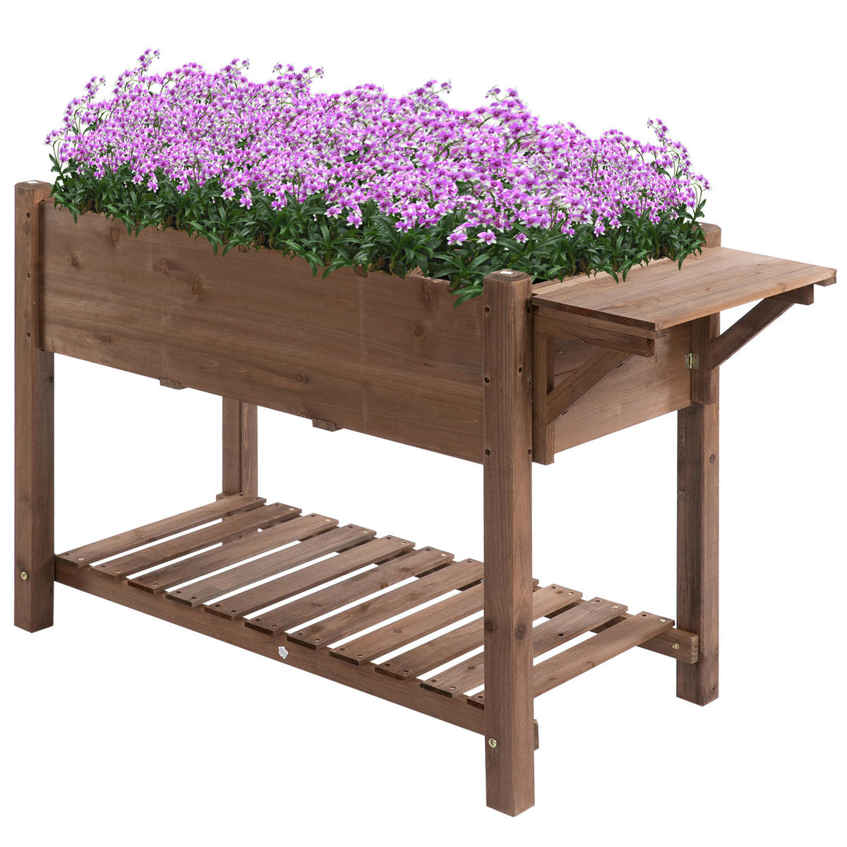 HOCHBEET, Holz-Hochbeet mit klappbarem Regalboden, 123 x 54 x 80 cm - Multicolor, Holzwerkstoff (123/80/54cm) - FORIOUS
