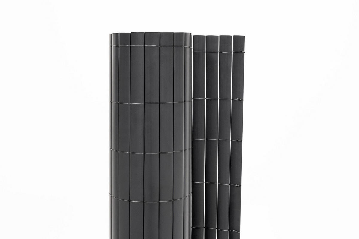 PVC Sichtschutzmatte VISO doppelseitig 8m x 1,2m Anthrazitgrau - Anthrazit, Metall (800/120cm) - Casanoov