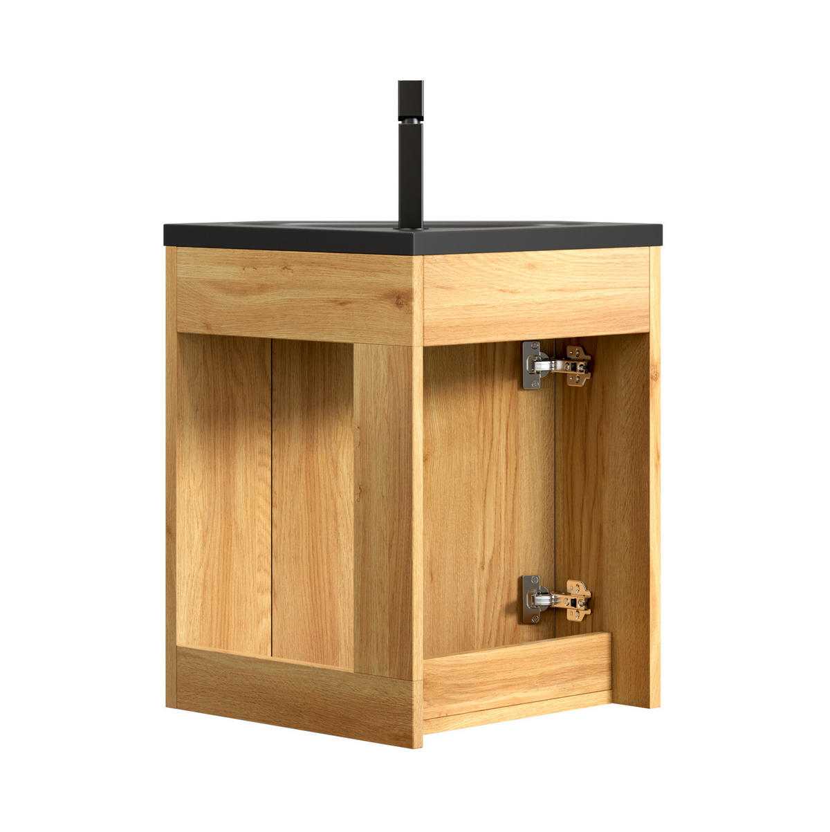 WASCHTISCHUNTERSCHRANK 54.5x38.5x52.4cm Schwarz/Naturholz mit Harzbecken - Naturfarben, Kunststoff (38.5/52.4/54.5cm) - Modfu