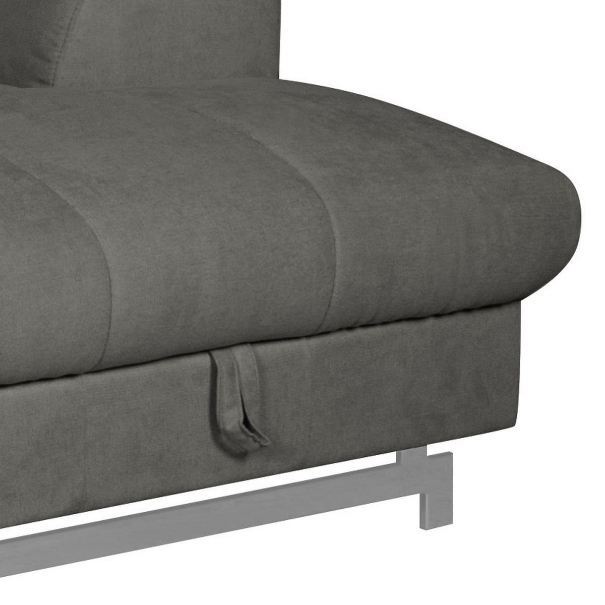 ECKSOFA mit Schlaffunktion - Velours - Dunkelgrau, Textil (262/206cm) - home24