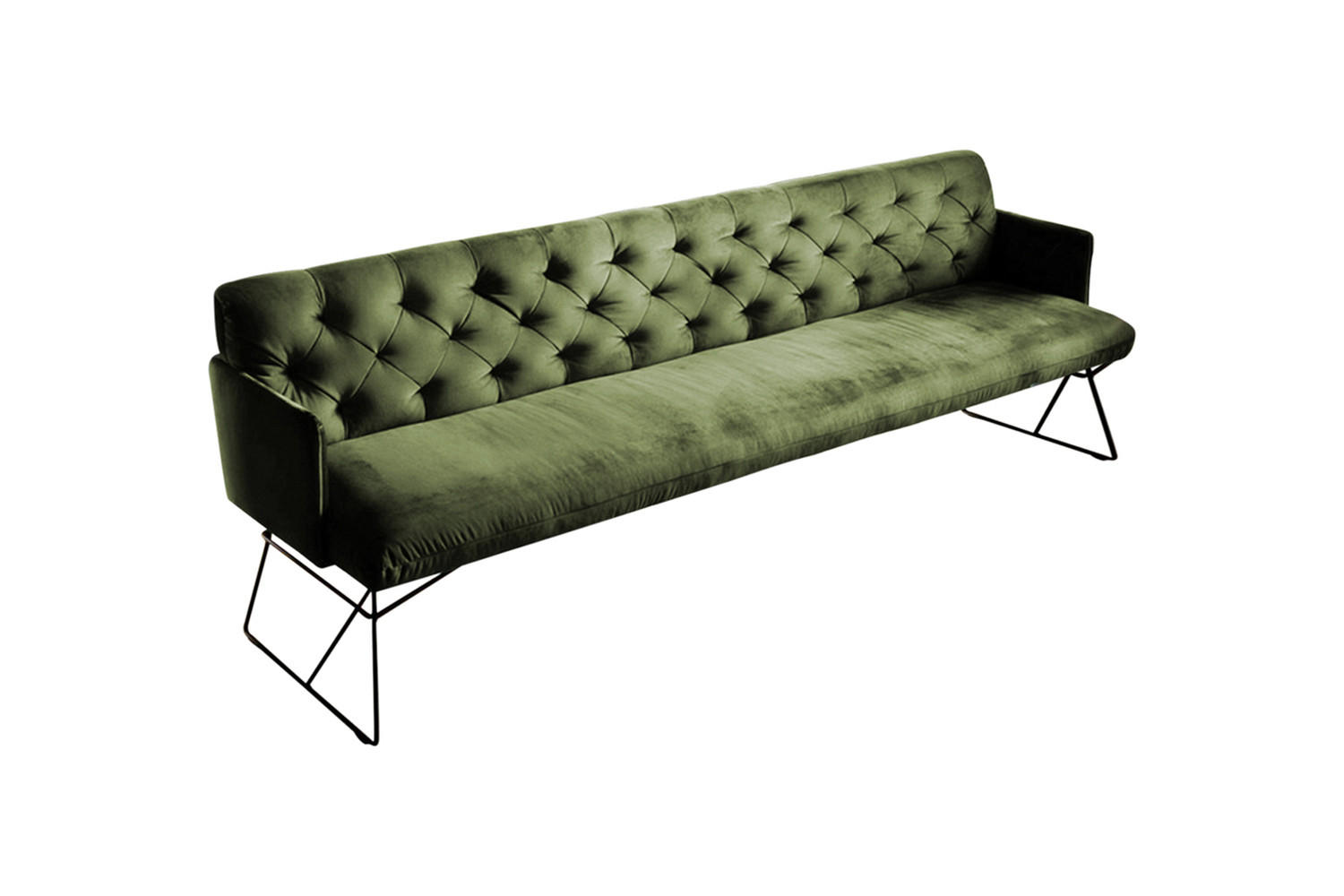 ESSZIMMERBANK CHARME Grün Velvet - Grün, Textil (166/85/68cm) - KAWOLA