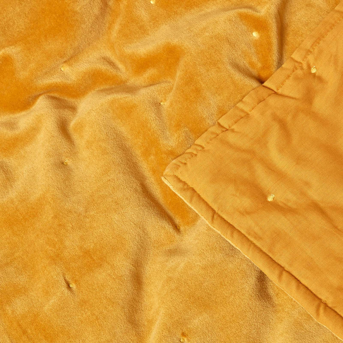 SAMT-KUSCHELDECKE 120/150 cm, Baumwolle wattiert - Dunkelgelb, Textil (125/150cm) - Homescapes