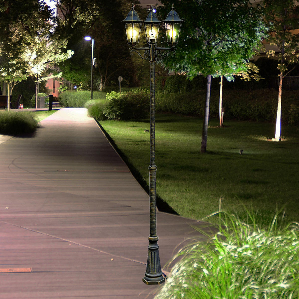 LED AUSSENLEUCHTE Kandelaber Bronze Glas - Bronzefarben, Glas (55/58/220cm)